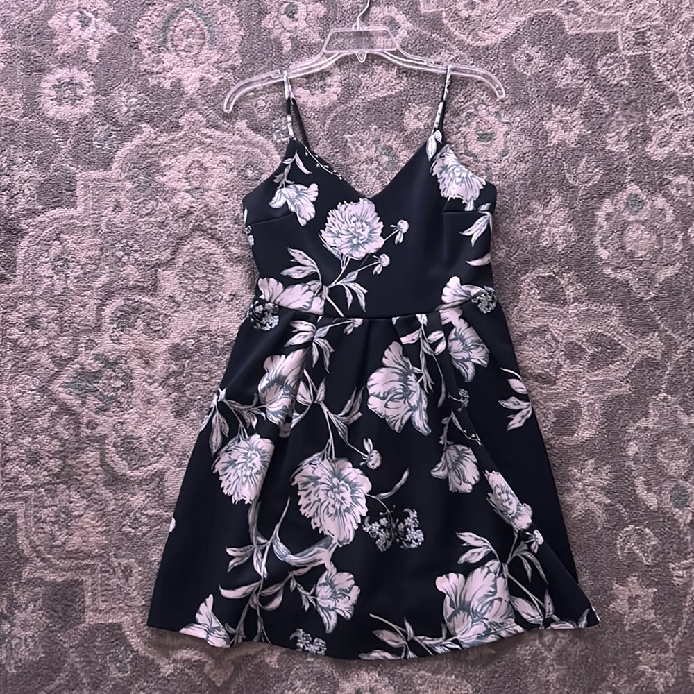 Navy and White Floral Dress